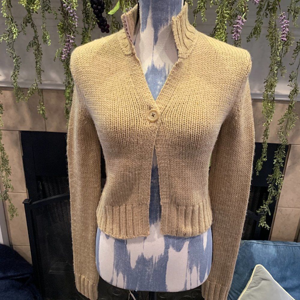 Cozy Camel Knit Button-Front Women's Sweater